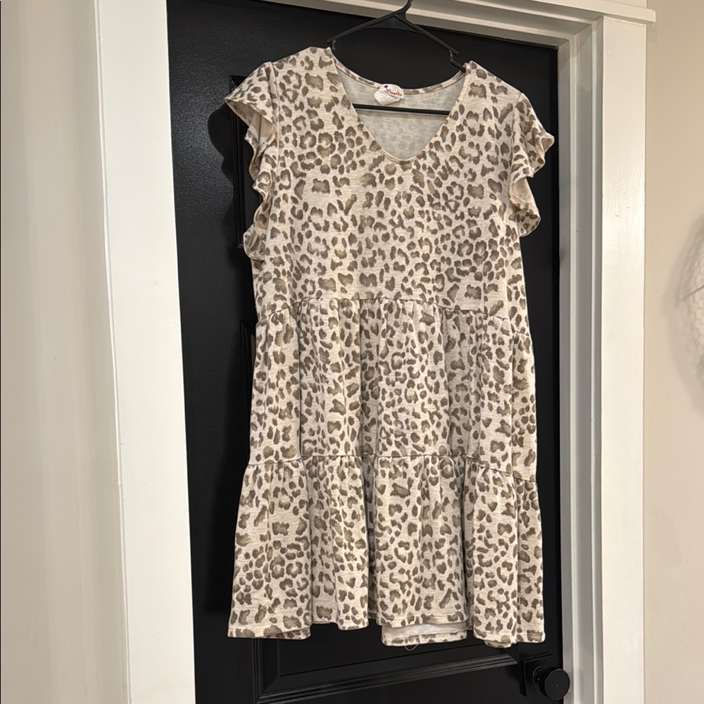 Leopard Print V-Neck Dress